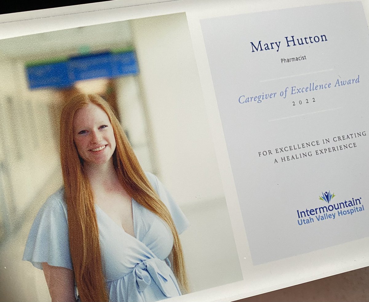 Incredibly honored to have received one of my hospital’s Caregiver of Excellence awards tonight. I really love stewardship and improving patient care, and it feels good to be recognized. I couldn’t do it without my team (especially @mordantford) <a href="/Intermountain/">Intermountain Health</a>