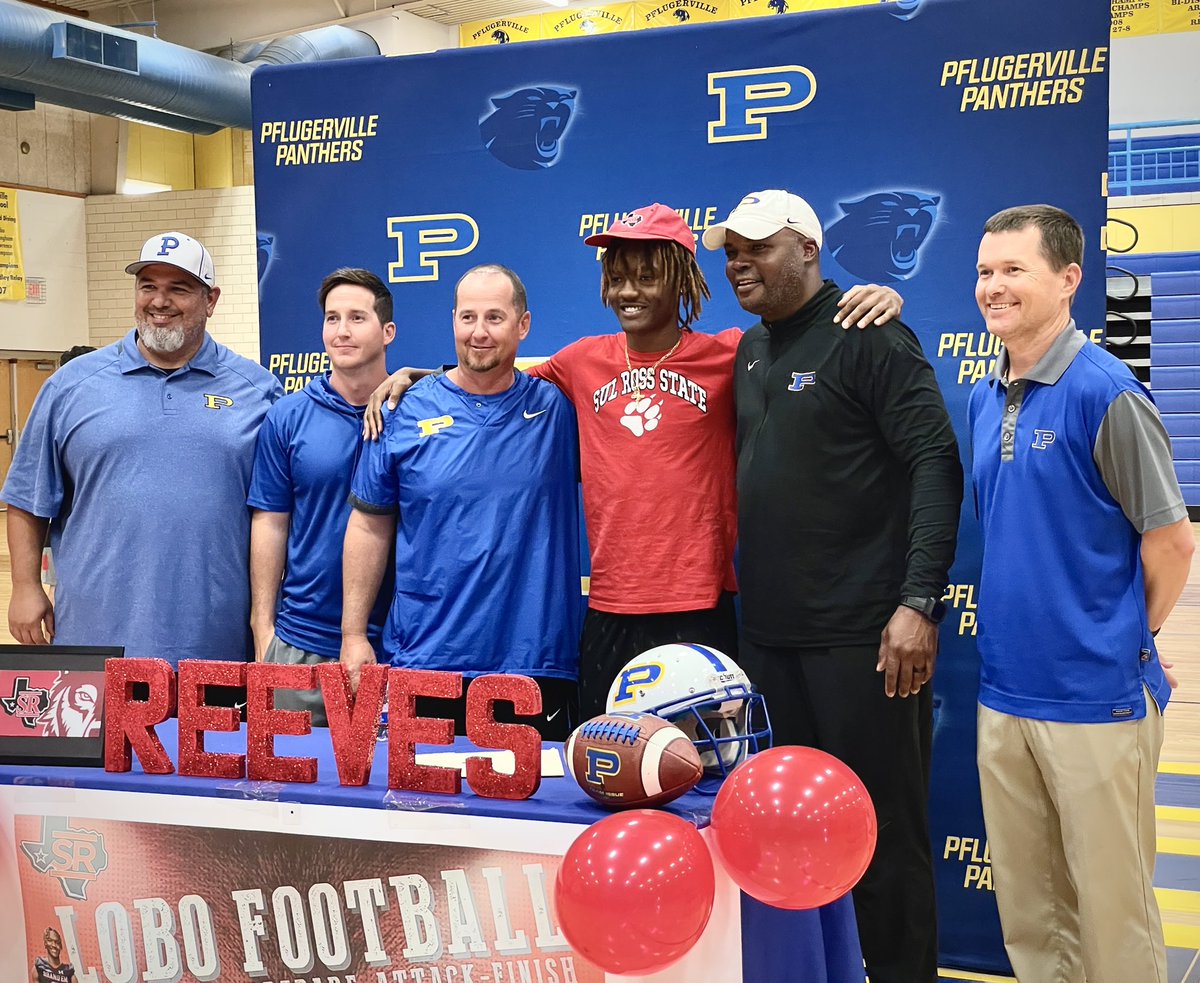 This one is special right here! Congratulations <a href="/ReevesJaylon/">jaylon reeves</a>!! Sul Ross got one of Pflugerville’s Finest!! We love you!!❤️<a href="/PfISDAthletics/">PfISD Athletics</a> <a href="/PHSCoachTaylor/">Charles Taylor</a> 💯