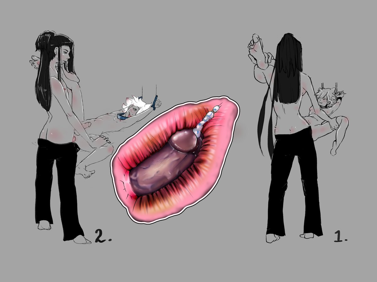DollySnow10's tweet photo. Drew the right one first and didn't like the perspective, so I did some figure studies and drew the left one and liked it a lot better. Then apparently decided it wasn't gay enough and spent 4+ hours lovingly rendering a penis. What is my life.

#NSFW #Kamukoma https://t.co/Q4uOZ4S8yY