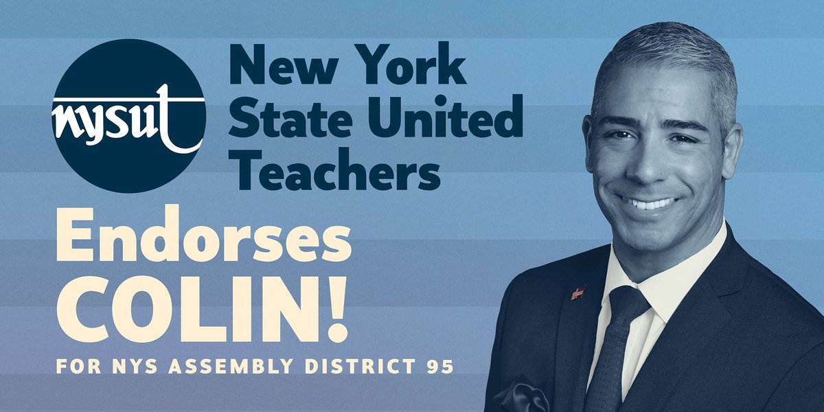 ColinSmithNY's tweet photo. Education will have a true ally with me in Albany, and I want to thank NYSUT for their support in my candidacy for State Assembly. #colin4assembly https://t.co/cHupVmovj2
