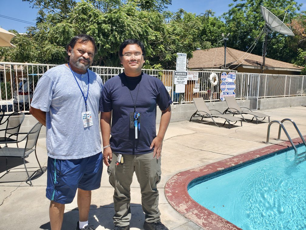 KCPublicHealth's tweet image. Thanks to Samir, owner of Topper’s Motel in Taft👏. Our Environmental Health team is sharing the life saving program #WaterWatchers during their regular public pool inspections. Today Samir joined our effort to keep kids safe in and around water 🛟. 
kernpublichealth.com/water-watchers/