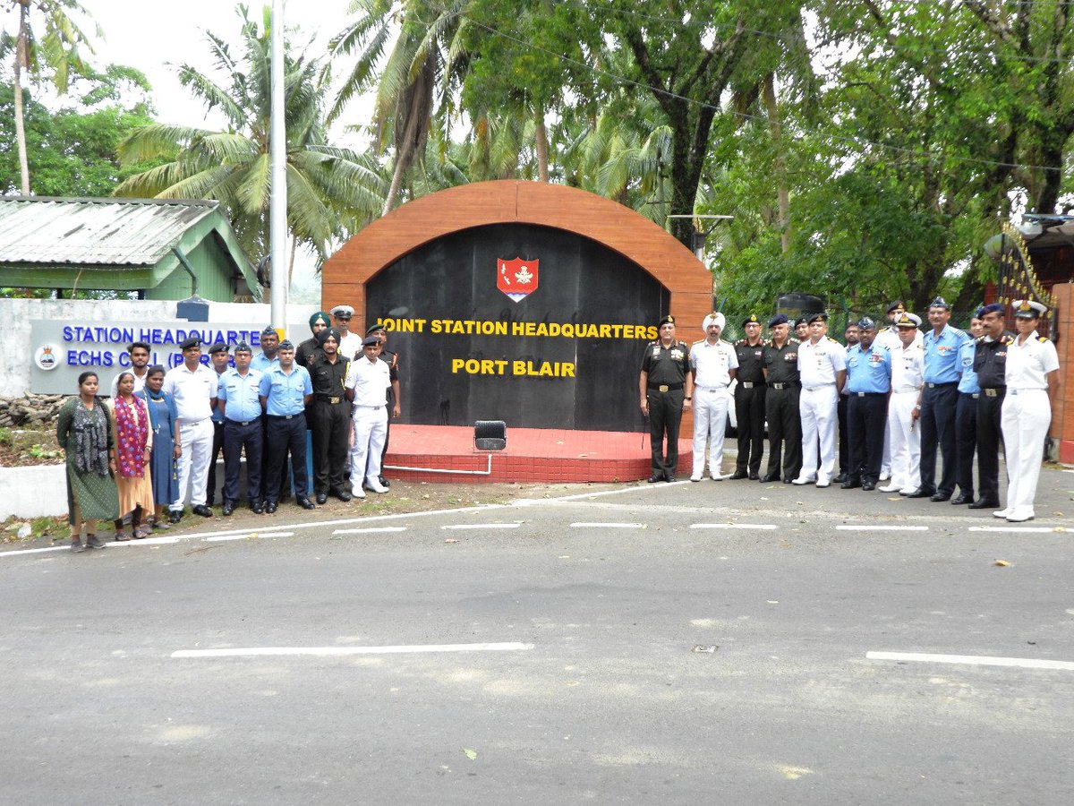 AN_Command's tweet photo. In furtherance of visionary decisions of GoI (Oct 2000 directions to raise #ANC as India's 1st #IntegratedTheatreCommand & 2017 #MoD orders to merge Army/Navy/AF/CG lands under C-in-C) a #JointStnHQ was inaugurated at #PortBlair, merging the Service specific #StnHQs
@HQ_IDS_India https://t.co/edeQrEc570