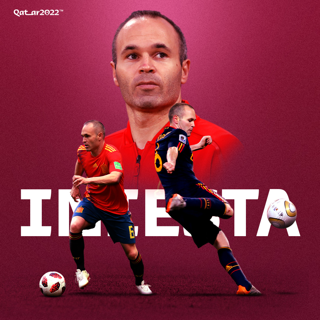 roadtoqatar_es's tweet photo. Campeón del mundo en Sudáfrica 2010 y protagonista estelar de uno de los mejores momentos de la historia de la selección de España. @andresiniesta8 cumple años. ¡Felicidades, 🧠!

#Qatar2022 https://t.co/RnzVlSYaAg