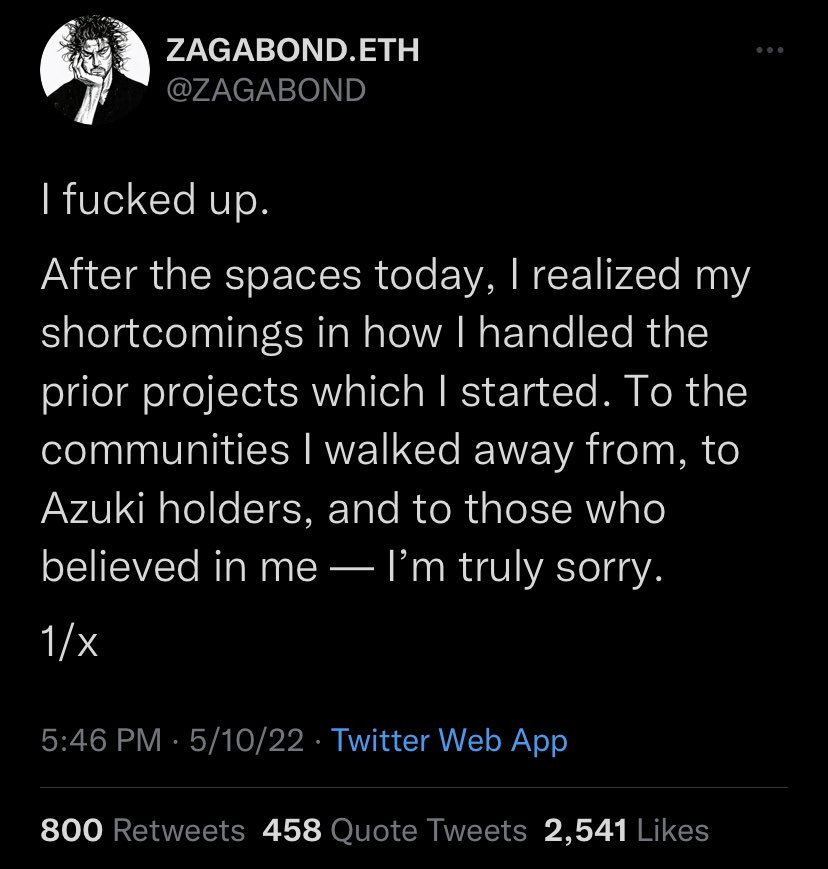 nftkollective's tweet photo. Creator of @AzukiOfficial apologizes and speaks out on his past projects.

Thoughts? 🤔 https://t.co/GABUnyHmx8