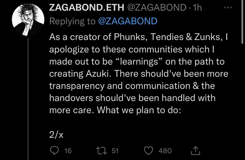 nftkollective's tweet photo. Creator of @AzukiOfficial apologizes and speaks out on his past projects.

Thoughts? 🤔 https://t.co/GABUnyHmx8
