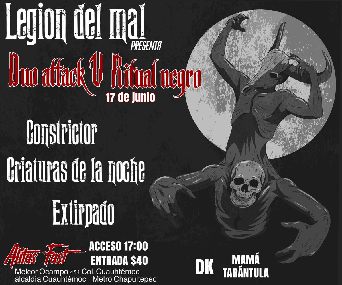 HueleALegion's tweet photo. Empezamos con los anuncio parroquial este viernes hay #RuidoNegro en #EstaVivo con @luisalaouija con los goey-Chivo. Por otro lado hay @AttackDuo y un cierre de gira https://t.co/CXyvrqr6PW