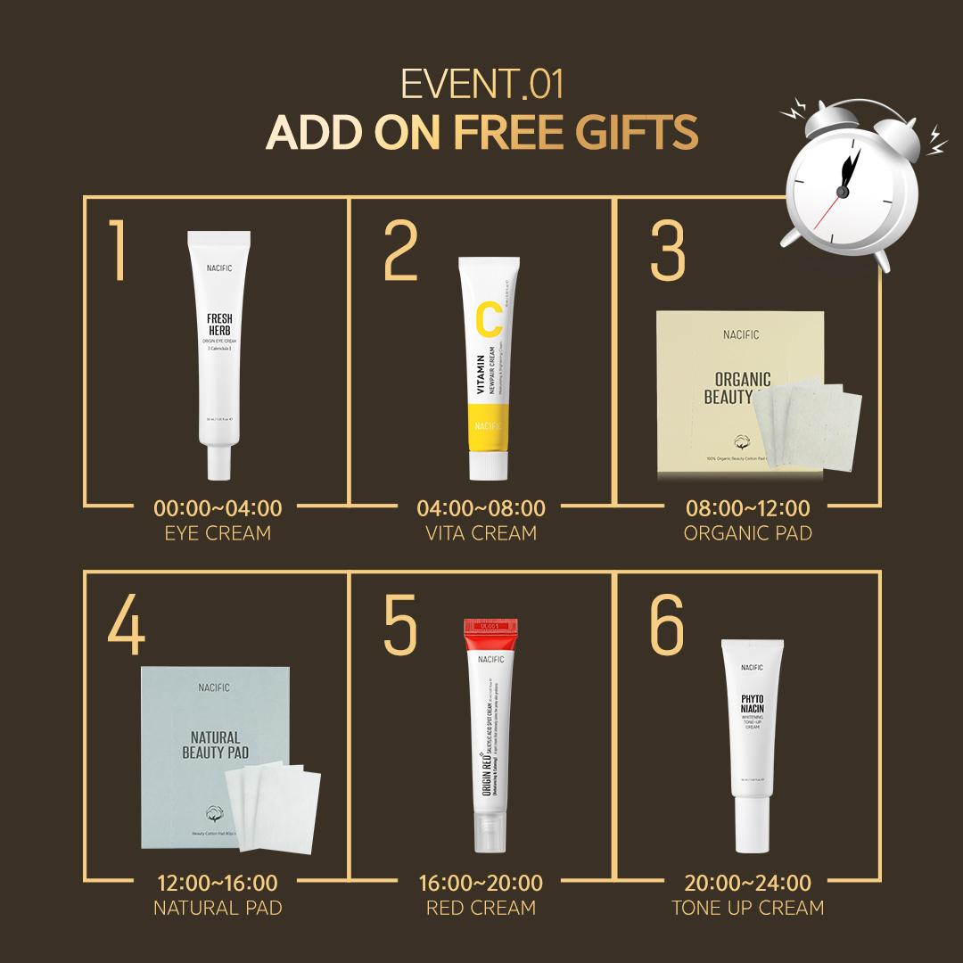 nacific_ph's tweet photo. Add On Free Gifts 
Set up your alarms and be the first ones to get these free gifts! 

🎁 Eye cream (12-4am)
🎁 Vita C Cream (4-8am)
🎁 Organic Beauty Pad (8-12pm)
🎁 Natural Beauty Pad (12-4pm)
🎁 Red Spot Cream (4-8:pm)
🎁 Whitening Tone Up Cream (8-11:59pm) https://t.co/9sAS9ekwYu