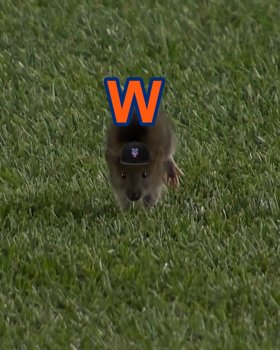 SNYtv's tweet photo. The rally rat wanted to deliver you a Mets W 🐭 https://t.co/cj8GAIKaUd