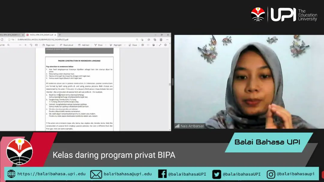 balaibahasaUPI's tweet photo. Pembelajaran daring program privat BIPA.

#bipa #balaibahasaupi #breakyourlanguagebarriers #upi #leadingandoutstanding https://t.co/MgWe49JTJv