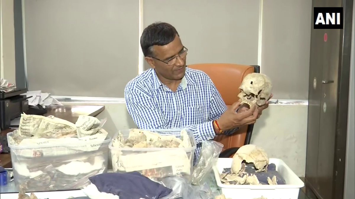 ANI's tweet photo. Chandigarh| These skeletons belong to 282 Indian soldiers killed during India's 1st freedom struggle against the British in 1857. These were excavated from a well found underneath religious structure in Ajnala near Amritsar, Punjab: Dr JS Sehrawat Asst Prof Dept Anthropology PU https://t.co/pfGdz4W5sC