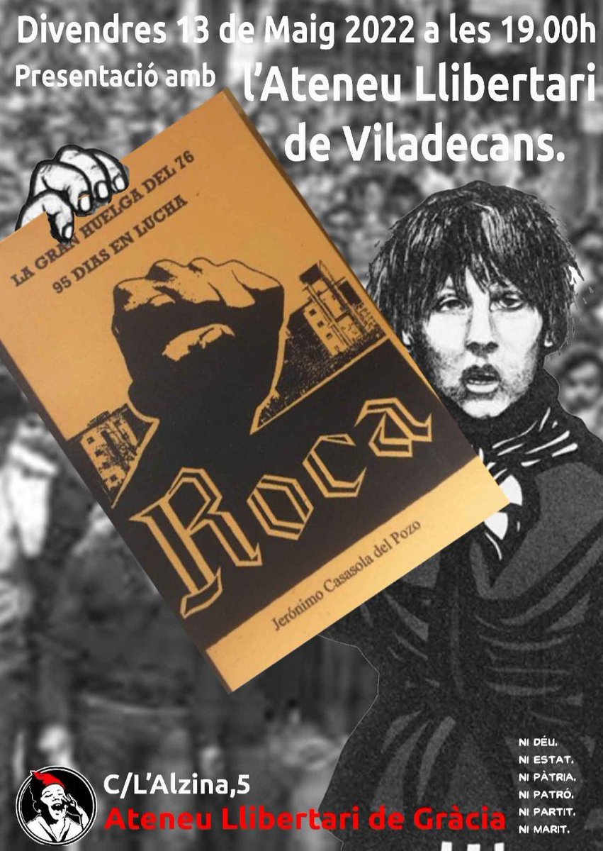 HuelgaRoca76's tweet photo. Este viernes en el @ALLibGracia se presenta el libro sobre la Huelga de la Roca y el proyecto de realización del documental sobre aquellos hechos que elaboran conjuntamente @Poble_Rebel y @AteneuVdk y que podéis colaborar en la financiación en el enlace https://t.co/ddQs0FGosK https://t.co/dt092dqVdz