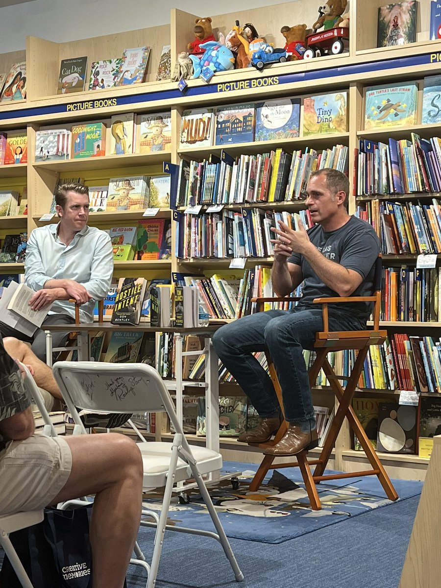 angilber's tweet photo. Incredible seeing an old neighbor and a friend as he is interviewed about his latest smash hit of a book! @bentleydonb #hostileintent is another action packed page turner! https://t.co/ZEVVQrCAui