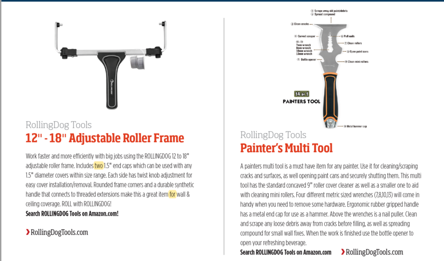 Rollingdogtool's tweet image. ROLLINGDOG 12-18&quot; Adjustable Paint Roller Frame has posted on THE DECORATOR UK and In Paint USA magazines,We&apos;re improved our frame two end details as shown as below.#rollingdog #rollingtools #lagerpaintingprject #wallpainting #homepainting #bestsellamazon #paintingtool