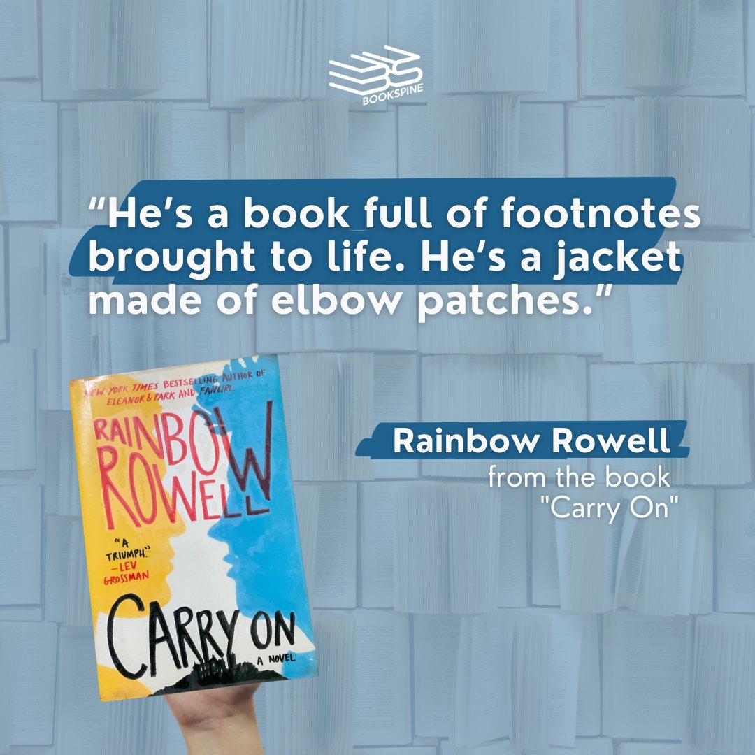 BookSpinePH's tweet photo. "Blue eyes. Bronze Curls. I'm hopelessly inlove with him" -Rainbow Rowell

BookTwitter, what qualities are most attractive for you? Let's share our thoughts below! 

#booktwt 
#bookquotes
#CarryOn 
#RainbowRowell https://t.co/ZQgCqm98E0