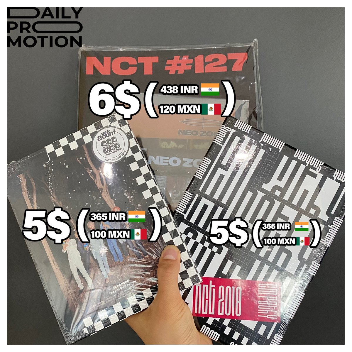 SAZAXA_KOREA's tweet photo. Special Daily Sale

NCT - Empathy Reality Version.
NCT 127 - NEO zone T ver.
NCT Dream - We BOOM

It's a product that offers a ONE Week discount on 05/12

🌎World wide shipping by DHL✈️

All of products will be arrived within 10days!😃

Where to buy?🤩 https://t.co/FgrDpTZrET https://t.co/ecUdT63XVH