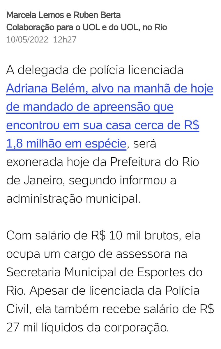 saritacoelho's tweet photo. A delegada presa nesta manhã com quase R$ 2 milhões em dinheiro vivo ocupava cargo de confiança na prefeitura de Eduardo Paes. Imaginem o estardalhaço que a imprensa faria se ela fosse funcionária do governo federal. Como é da turma do malandro carioca, o silêncio imperou. https://t.co/ikmGJH5fmN