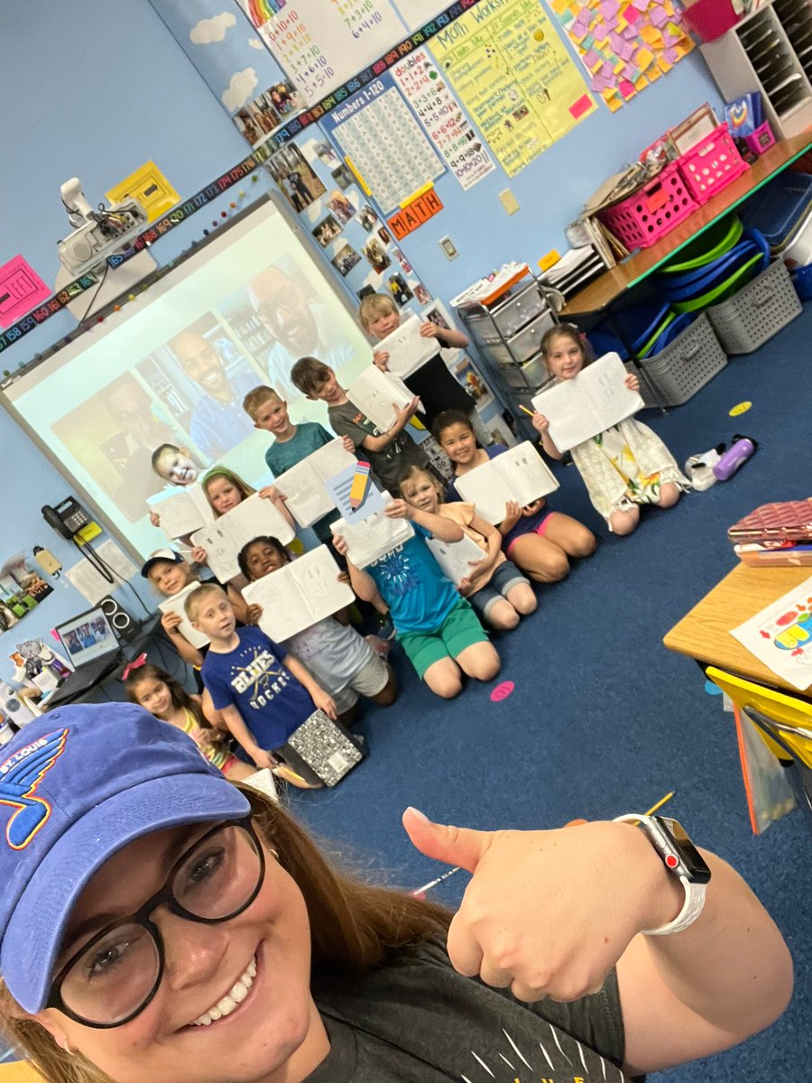 Today we had the privilege of meeting Mo Willems (<a href="/The_Pigeon/">The Pigeon</a>), <a href="/jpumphrey/">Jarrett Pumphrey</a>, &amp; <a href="/wjpumphrey/">Jerome Pumphrey</a> virtually! We learned about their writing process, how they became published writers, how they come up with their ideas, &amp; did a Piggie drawing session with Mo! @Flipgrid <a href="/DisneyBooks/">Disney Books</a> 📖✍🏼
