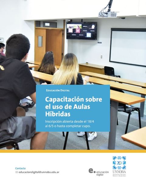 EDUNNOBA's tweet photo. Micro Charlas ED 2022.

🗣️Continuamos con el ciclo de Micro Charlas de apoyo a docentes.

Tema: Capacitación sobre el uso de Aulas Híbridas

🔗Más información en
https://t.co/jowvkXWlEI

#educacionDigitalUNNOBA
#somosunnoba
#elegíunnoba
#unnoba20años https://t.co/CelpXu2Kbq