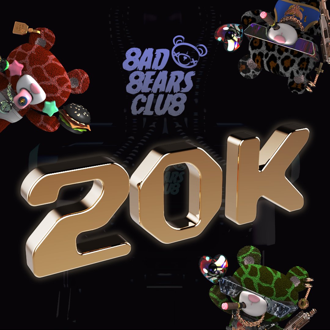 🚀20K BAD BΞARS MEMBERS!🚀

 “There is immense power when a group of people with similar interests gets together to work toward the same goals.” – Idowu Koyenikan

Thank You!
Join our Discord: discord.gg/5N5mENSc

#NFT #nfts #Etherum #ETH