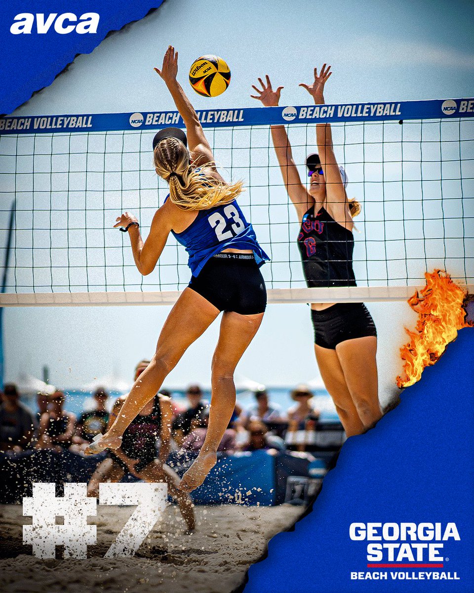 GSU_BeachVB's tweet photo. The Sandy Panthers close the 2022 season ranked No. 7 in the nation for the Final AVCA Collegiate Beach Volleyball Poll 🔥🔥🔥

#OurCity https://t.co/iXuavfrGjG