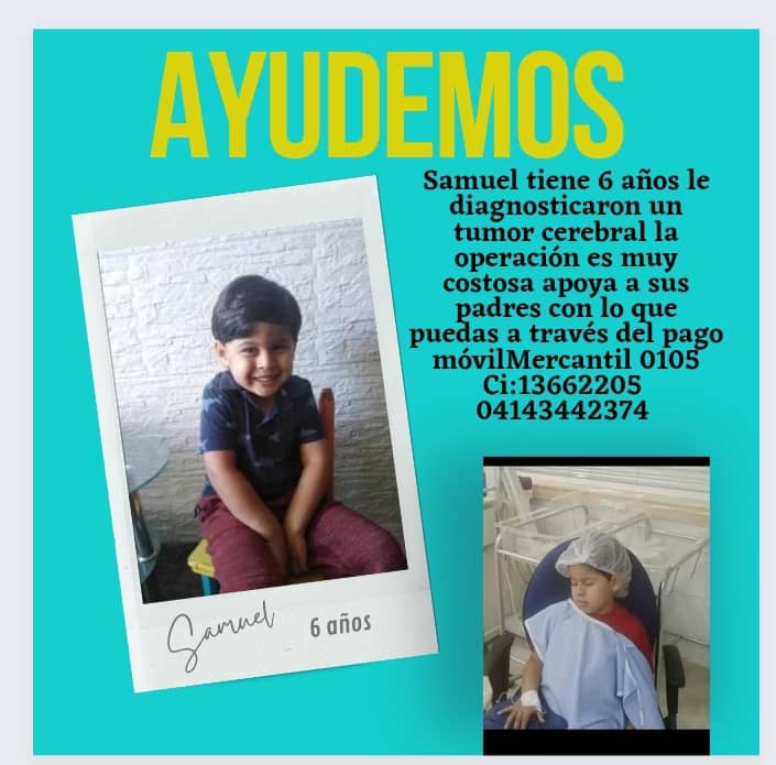 Jusbethmora's tweet photo. Por favor Ayudemos a Samuel con su cirugía cerebral es urgente. Fue diagnosticado recientemente y está muy delicado. Necesita la cirugía 🙏 https://t.co/uMYxkVa7B7