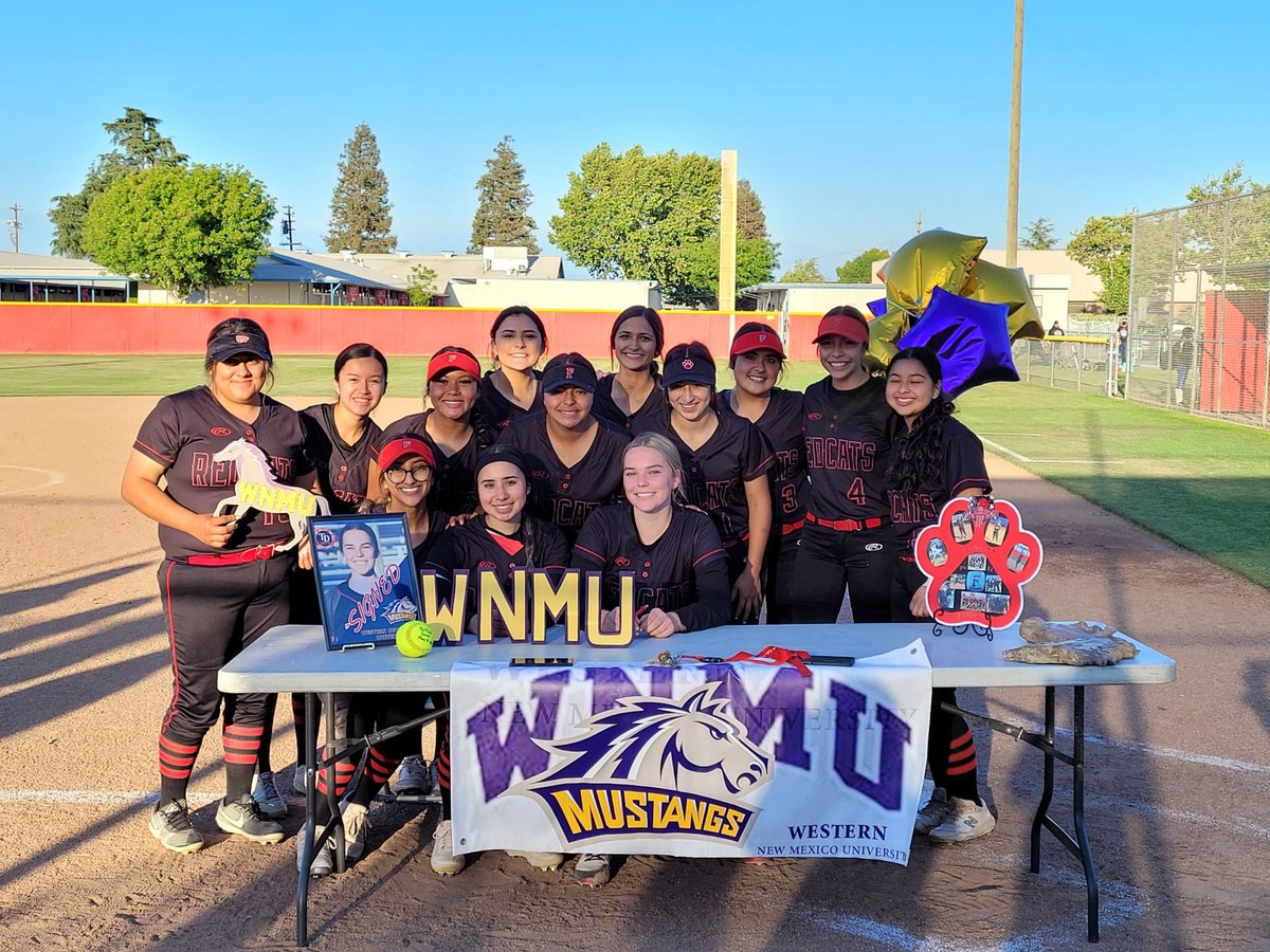 RedcatAthletics's tweet photo. After todays game against Parlier, we had Kamerynn Cordova's signing event on the field. She will be attending Western New Mexico University next year and will continue to play Softball. We are so proud of you. https://t.co/jES28RVTgI