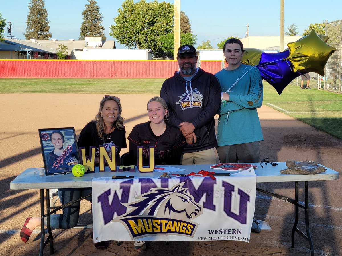 RedcatAthletics's tweet photo. After todays game against Parlier, we had Kamerynn Cordova's signing event on the field. She will be attending Western New Mexico University next year and will continue to play Softball. We are so proud of you. https://t.co/jES28RVTgI