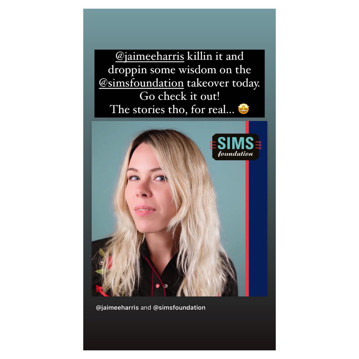 From <a href="/vanrosewelch/">Savannah Rose Welch</a> Instagram story head on over to <a href="/SIMSfoundation/">SIMS Foundation</a> to check out clips from another awesome takeover by Jaime Harris #MentalHealthAwarenessMonth  go check them out and learn about the amazing work they are doing.