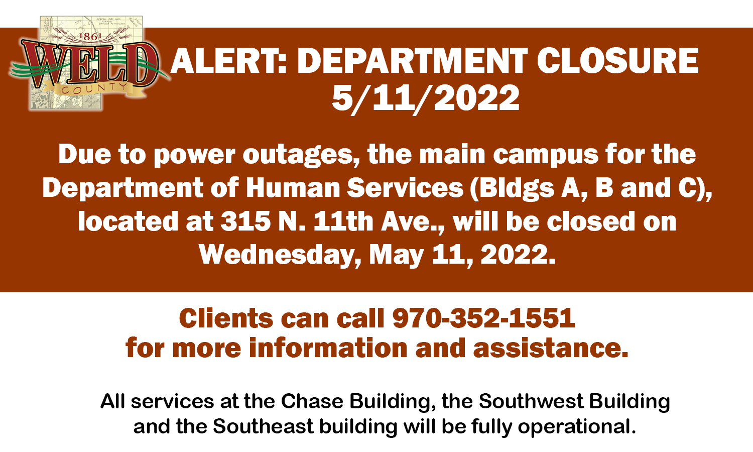 weldgov on Twitter "ALERT Due to power outages, the Dept of Human