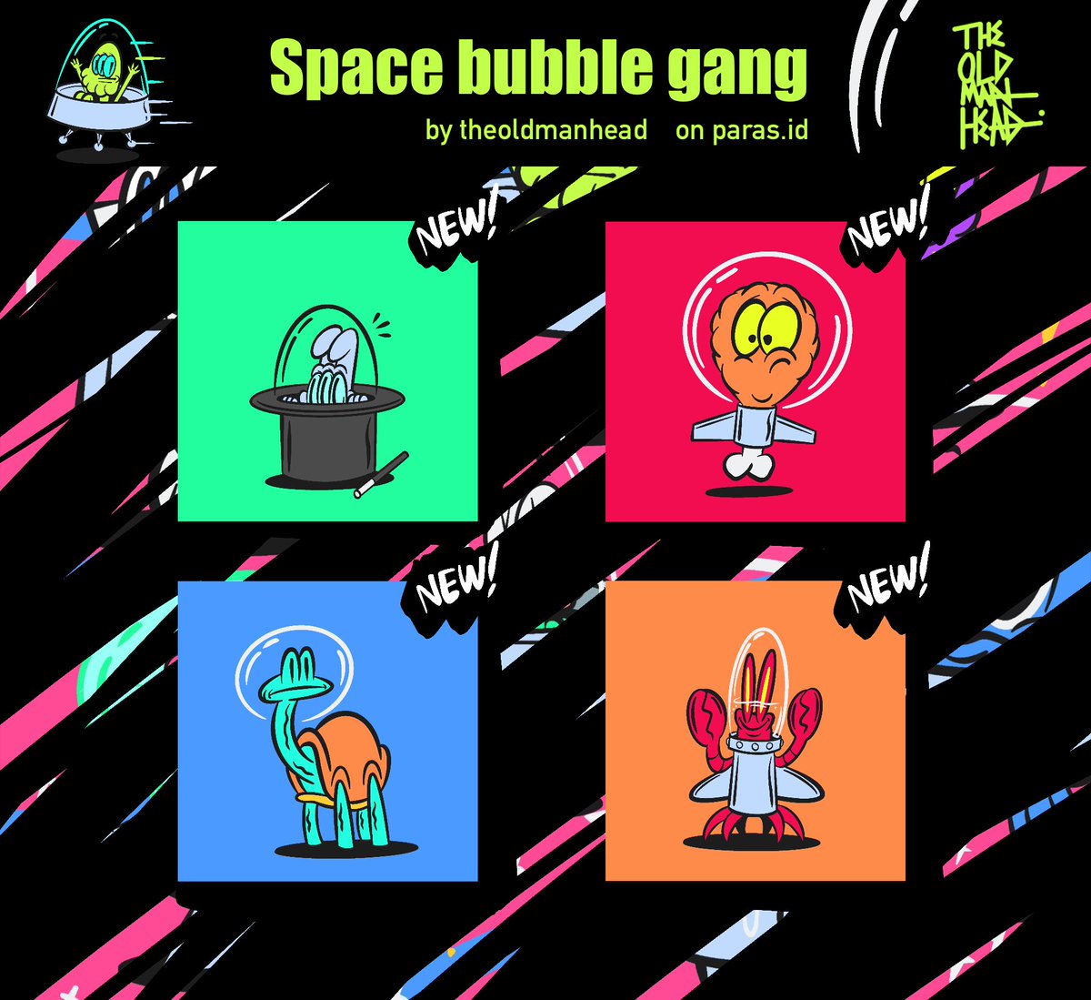 TheOldmanHead's tweet photo. Houston! The new drop of space bubble is now available
Let’s catch them

https://t.co/M3fVD1GRCk

https://t.co/YN1Goffl1z

#nft #nftart #nftcollector #spacebubblegang #theoldmanhead #paras https://t.co/jKnD6XPpBs