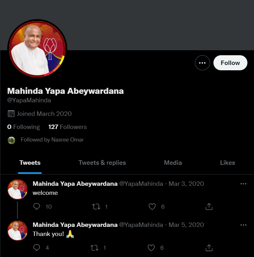 navindubadde's tweet photo. Is this the guy from whom we asked to hold parliament sessions through zoom?
මරු කතානායක. තනියෙම හරි කතා කරනව. https://t.co/rrVGHKi6Qd