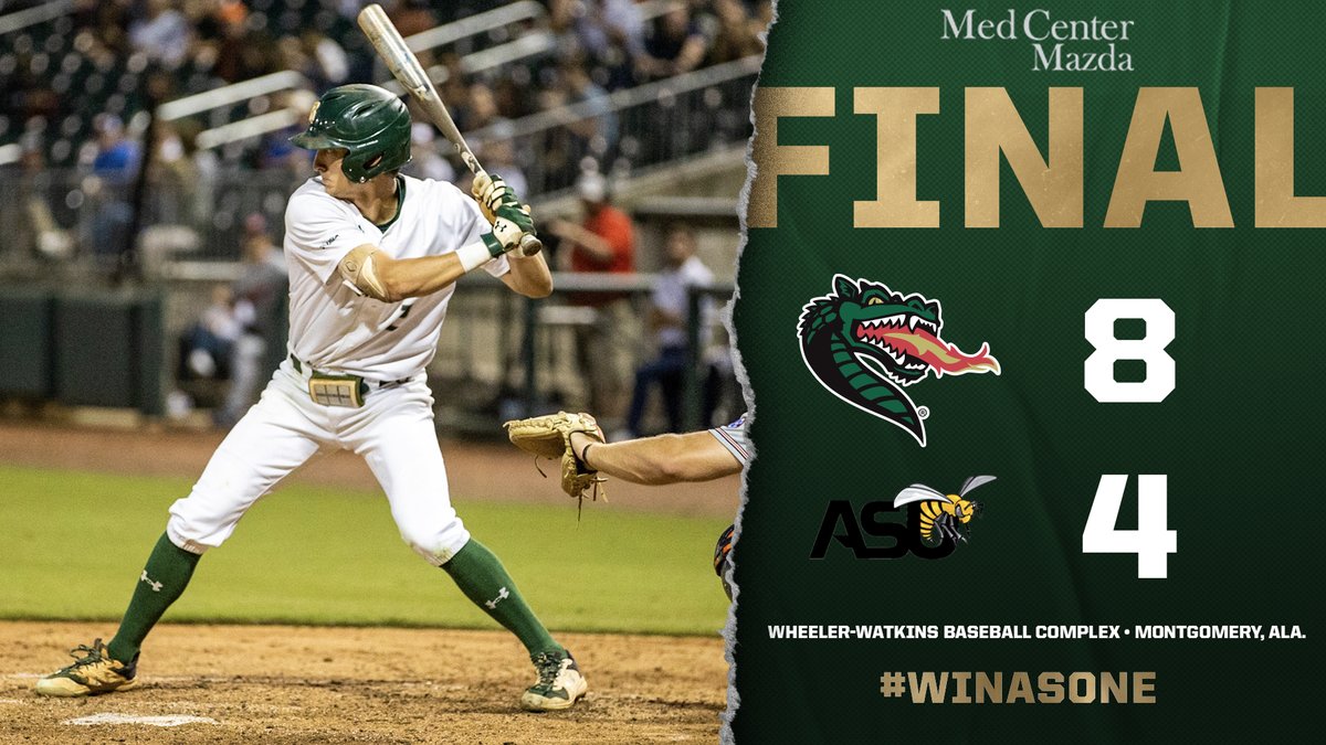 UAB_Baseball's tweet photo. Late-night dub 😎

Blazers plate four in the 11th to end their road trip with a W over Alabama State!

#WinAsOne https://t.co/iBmijXGM41