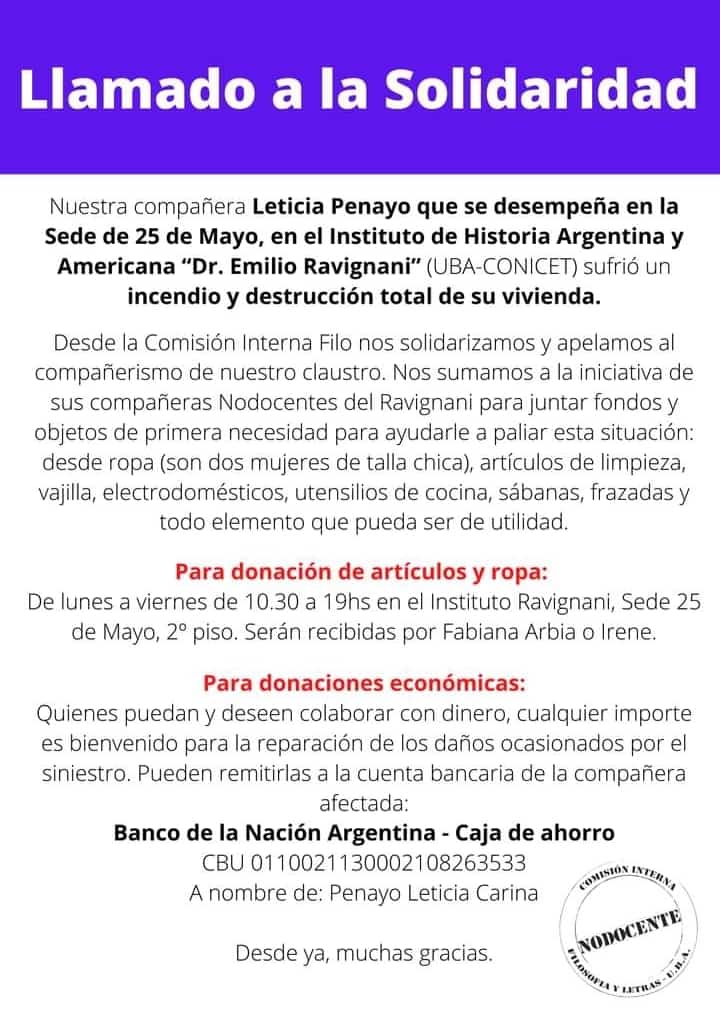 adm_CONICET's tweet photo. 🎙️Ayuda solidaria para nuestra compañera Leticia Penayo #Conicet https://t.co/RBNn0S8xsf