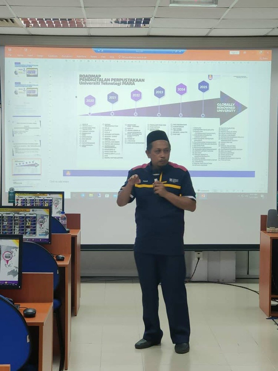 faizar's tweet photo. Kursus Pemantapan Pendigitalan Perpustakaan Digital bagi Staf Pelaksana Perpustakaan UiTM
#DigitalLibrary
#Digitalmarker
#Cashless
#MobileApps
#IOT
#Robotics
#VirtualLibrary
#CloudLibrary
#BeaconLibrary
#AI #AR #VR #MR
#Metaverse https://t.co/Q0GIO0XUyd