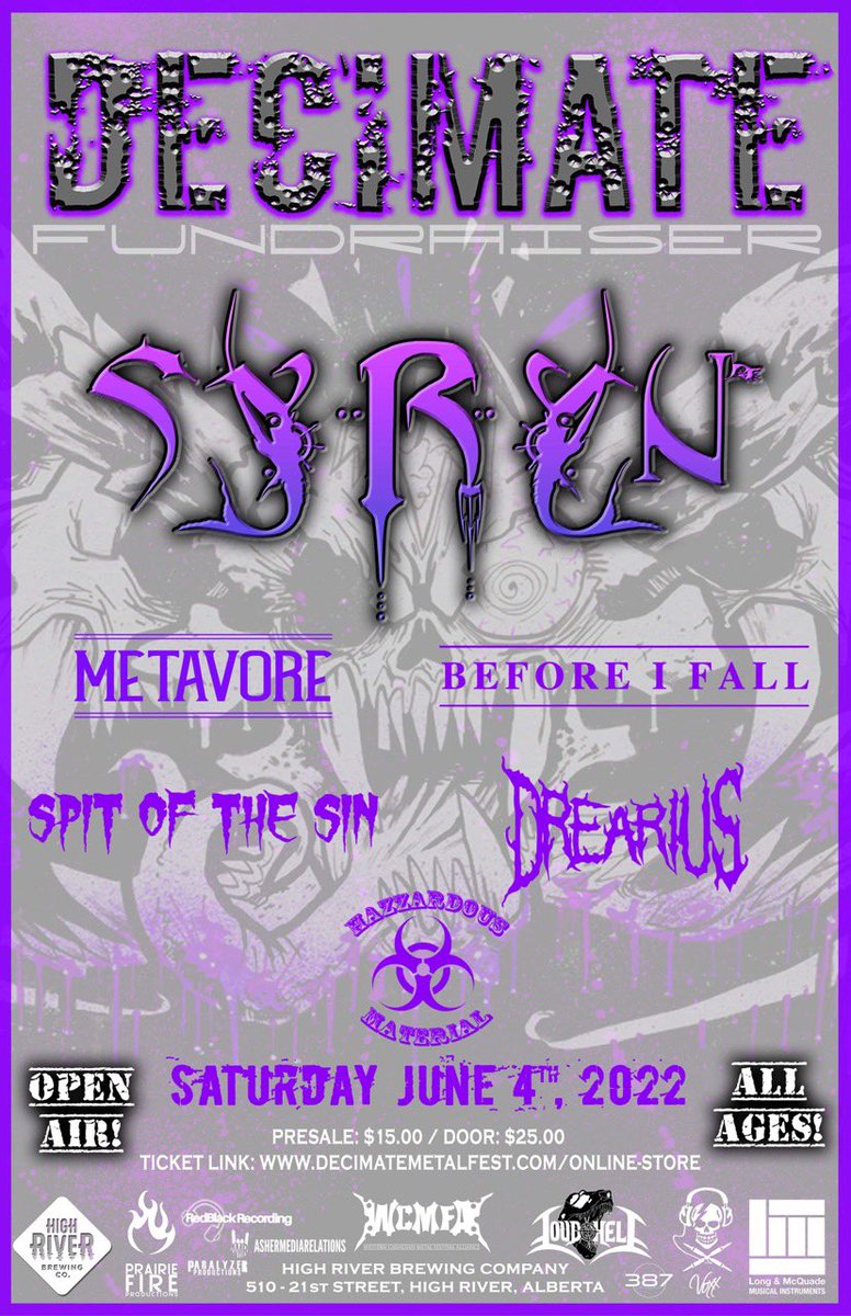 SpitoftheSin's tweet photo. **New Show Announcement**

Spit Of The Sin will see you Saturday June 4 in High River! 

Decimate Festival Fundraiser https://t.co/w0dudWSOha