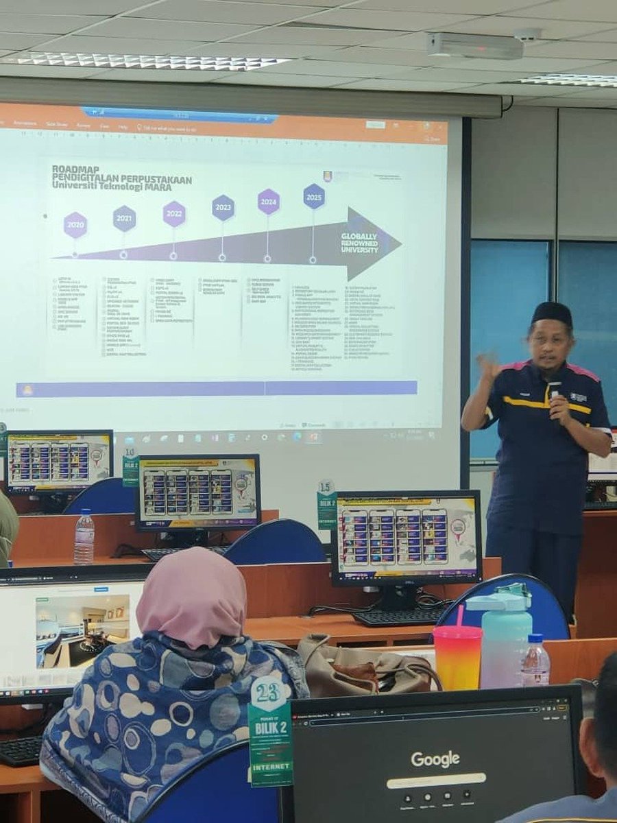 faizar's tweet photo. Kursus Pemantapan Pendigitalan Perpustakaan Digital bagi Staf Pelaksana Perpustakaan UiTM
#DigitalLibrary
#Digitalmarker
#Cashless
#MobileApps
#IOT
#Robotics
#VirtualLibrary
#CloudLibrary
#BeaconLibrary
#AI #AR #VR #MR
#Metaverse https://t.co/Q0GIO0XUyd