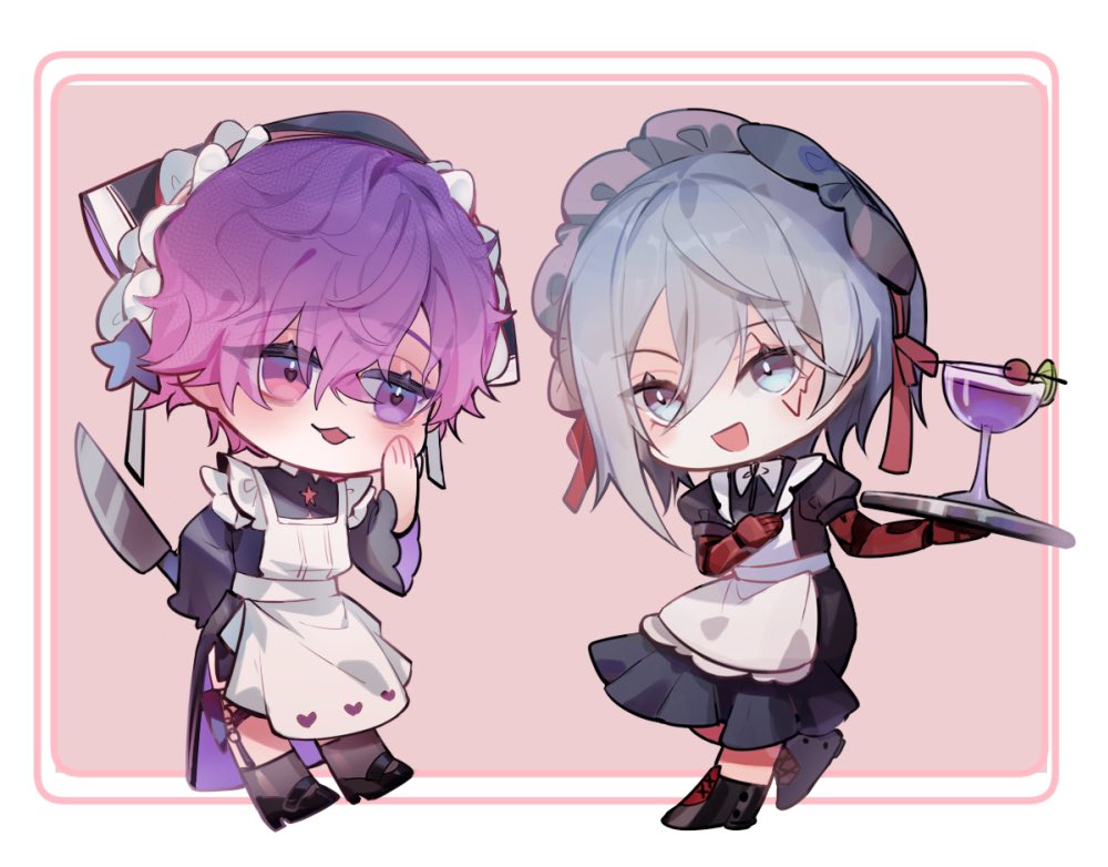 JiuMuLing's tweet photo. #UkiThumb #FoYoVid #PsyBorg 
Happy Maid  Day！
png DL：https://t.co/f0YP0dFTQl

画了女仆uki 和fufu ，并用他们做了个欢迎回家的小剧场。
💜❤️💜❤️
希望你们能喜欢(能用上就更好了🌸🌸🌸 https://t.co/0hkcWlQD2E