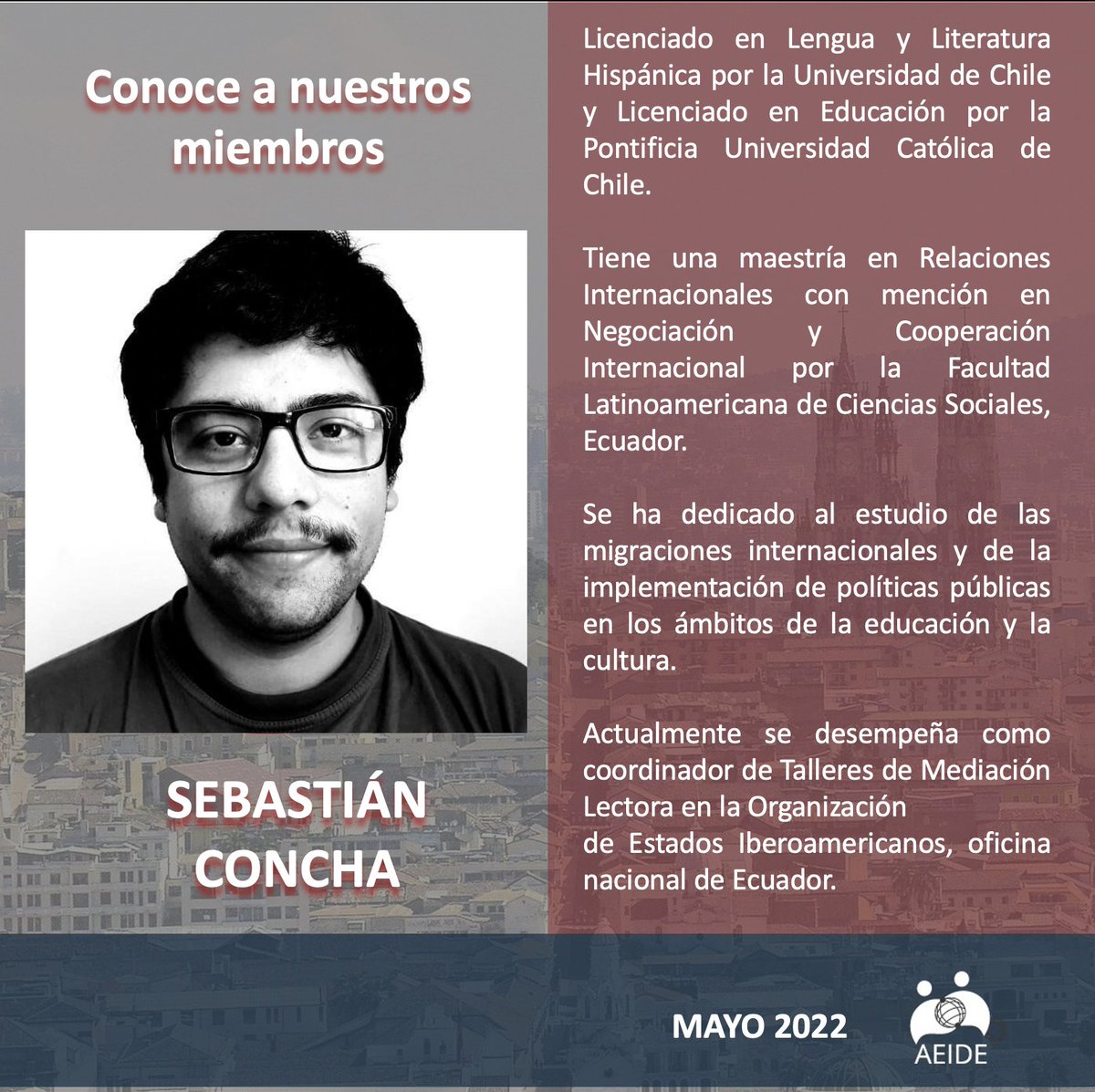 AEIDE_Ecuador's tweet photo. Conoce a nuestros miembros Sebastián Concha @SebastinConch15 https://t.co/rmlDuDtqvp