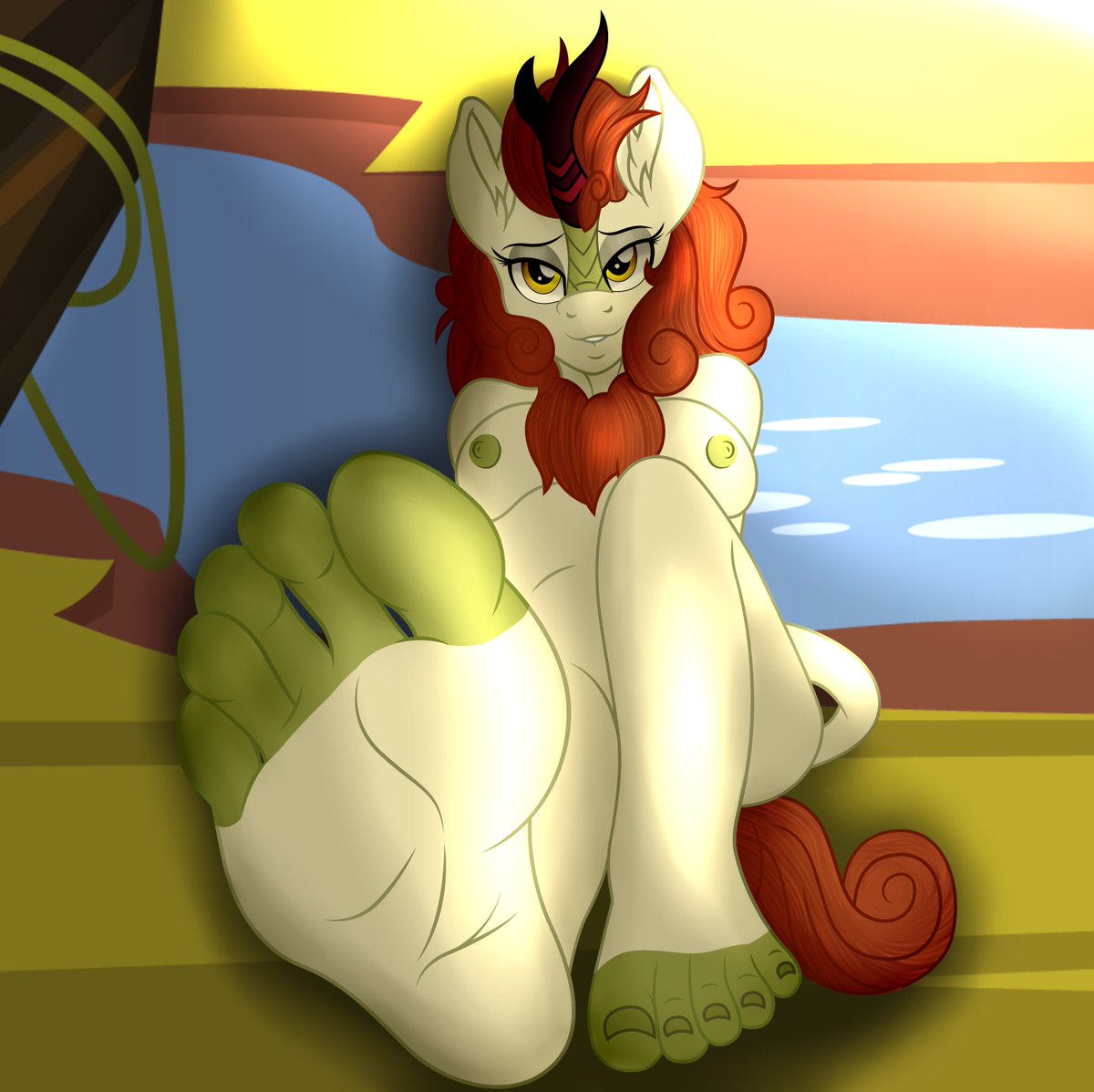 Commission for <a href="/equestriaguy637/">Dice</a> of Autumn Blaze showing off her feet.
Enjoy!