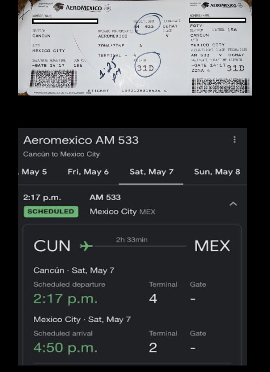 mjrsaavedra's tweet photo. @AeromexicoUSA I had the worst experience flying with Aeromexico in Cancun on May 6th. The workers said we missed our flight but we were on time, thus had to purchase a $1400+ ticket to go home to Toronto #help #worstexperience #tramautizing #moneygrabbed #iwantmyrefund https://t.co/18euD4HuRZ