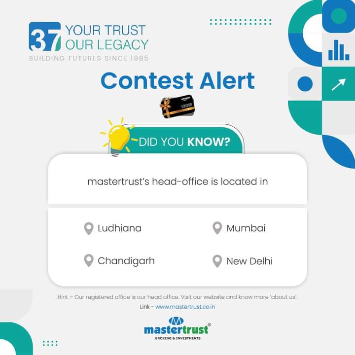 master_trust's tweet photo. #3of3 #37yearsofmastertrust #mastertrust #didyouknow
Here's your last chance to win Amazon Voucher worth Rs. 500/-
To win follow mastertrust, tag 3 of your Friends and provide the right answer in the comments.

Disclaimer: Winner will be announced via Lucky Draw on 12th May 2022 https://t.co/HUhXclhPCU