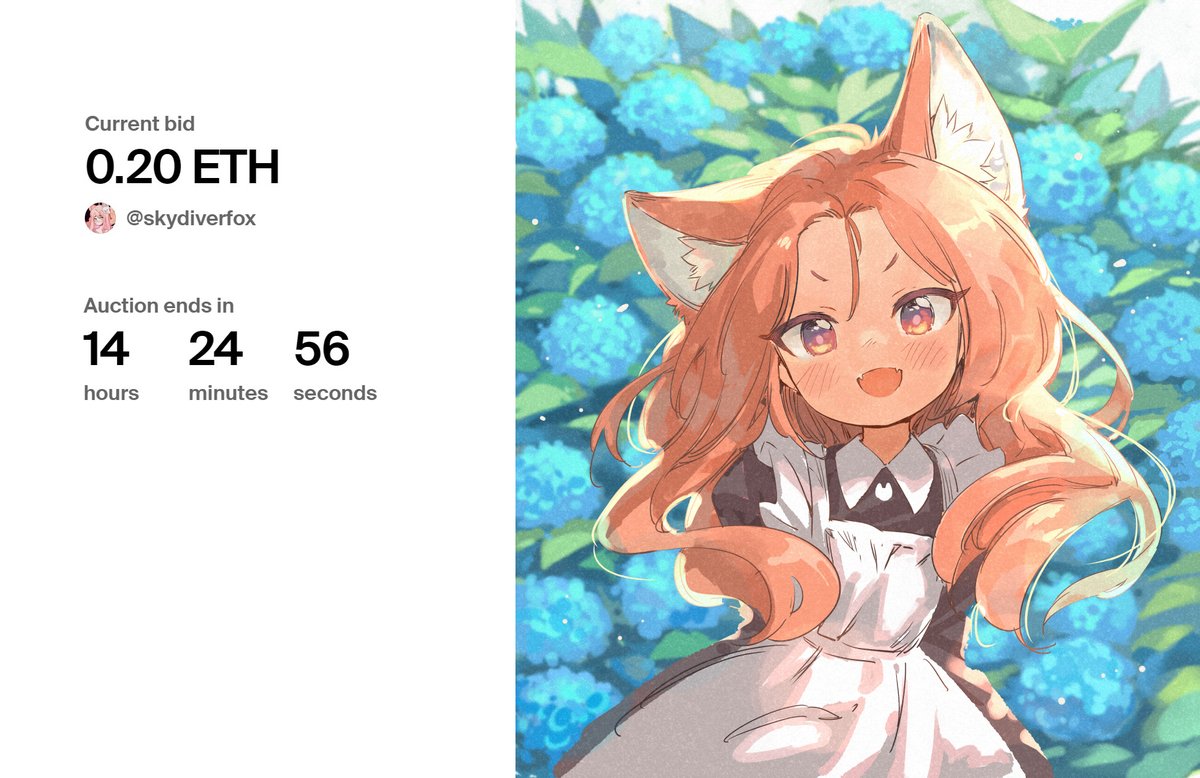 "Hydrangea"Auction started!
foundation.app/@garun/garun/2
Opening bid by  <a href="/sky_diver_fox/">Kitsu</a>
Thanks a million for the support Kitsu-san!😆🙏❤️❤️❤️❤️🦊