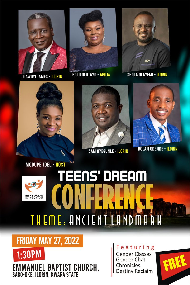 #TeensDreamInitiative
 #TeensCONFERENCE2022

Be my GUEST.... 
No TEENAGER should miss this conference.... A meeting with destiny. Remember you have a future to protect. Let's do it together now. I will be there... See you there.... Bring your friends there....