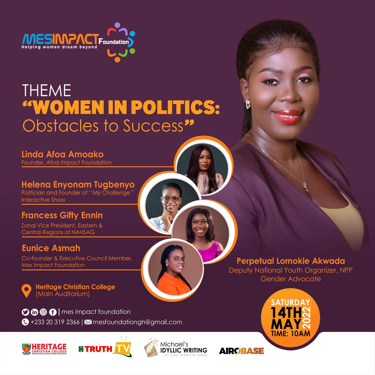 MESImpactFdn's tweet photo. Women in Politics Conference. Join @PLAkwada to empower and change the narrative. https://t.co/k1lHLkDiby