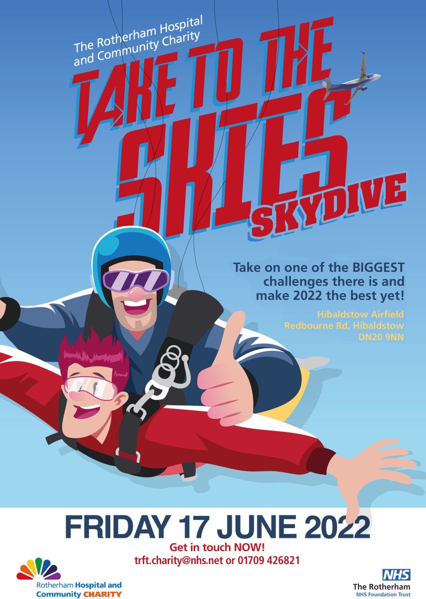 RHCC_Charity's tweet photo. Caroline Pollard &amp; Mohamad Jabir from our Ophthalmology Dept @RotherhamNHS_FT are taking on a challenge of a lifetime &amp; #skydiving for @TRFT_Charity on 17 June. Please sponsor them if you can: https://t.co/Zv9KHLzBQg
#NHScharity #fundraising #NHSheroes https://t.co/8o7dAwlRlo