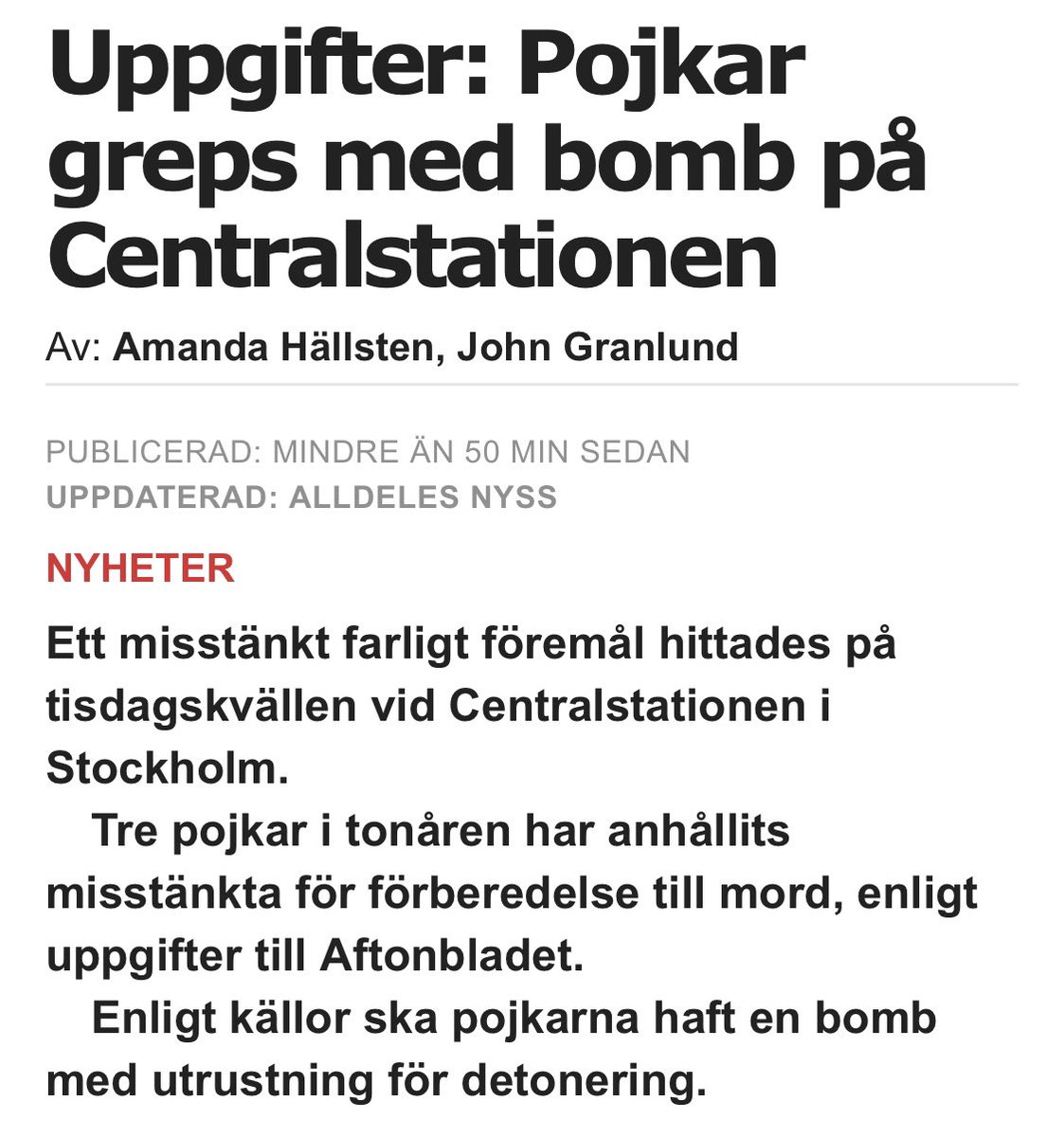 pete_phellgreen's tweet photo. Verkar finnas många ”pojkar” med djup aversion mot det svenska samhället.
Frågan är inte om - utan när - vi får ett större terrorattentat. https://t.co/SmgmwzY4Je