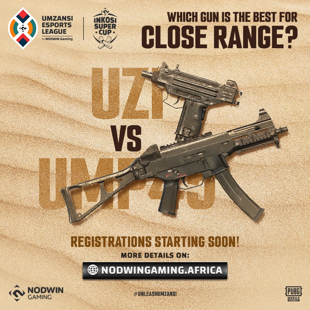 NODWINGamingAF's tweet photo. ☠️Weapon Comparison☠️
For a close range battle, which one would you rather pick- Uzi with high rate of fire🔥, or UMP45 with more damage?💥
Comment below💬
#UnleashUmzansi
#africa #africaesports #esportsafrica #nodwingamingafrica #pubg #pubgmobile #pubgm #pubgweapons https://t.co/KePm3IFCGX