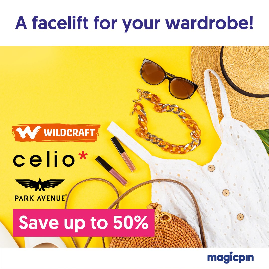 mymagicpin's tweet photo. magicpin's biggest #fashion festival is here! Be the first to grab the #trendiest #clothing and save up to 50% on your #purchase. Hurry, sale starts at 4 pm and ends at 9 pm TODAY ONLY! https://t.co/s0F39Fcw5k 

#magcipin #ShopLocal #GoLocal #MegaFashionCarnival #style https://t.co/SiO8GztUjq