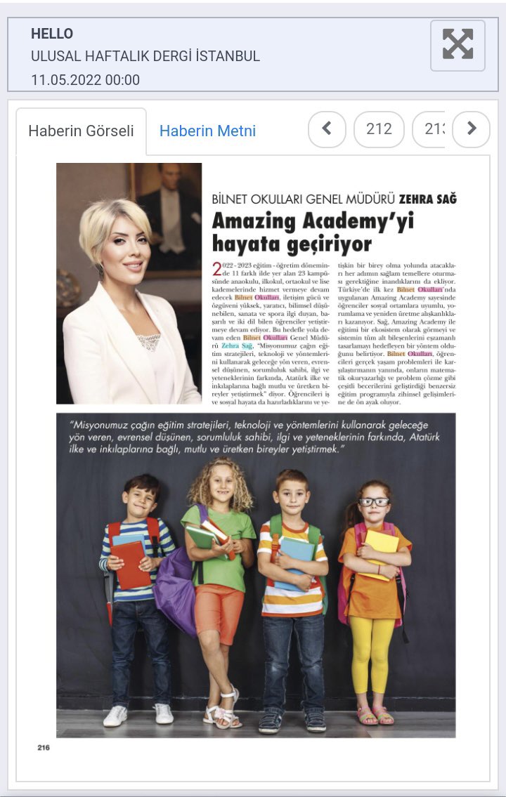 Bilnet Okulları olarak Amazing Academy’i hayata geçiriyoruz. <a href="/HELLODergisi/">HELLO! Dergisi</a>