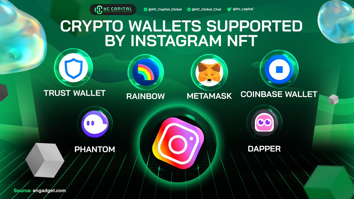hc_capital's tweet photo. 🔥 Crypto Wallets supported by Instagram NFT

@MetaMask @TrustWallet @CoinbaseWallet @phantom @hellodapper @rainbowdotme 

#NFTs #Wallet #NFT https://t.co/dJ4jiVfkFR